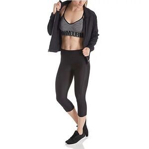 Womens Under Armour UA HeatGear Armour Black Dri-Fit Compression Capri Pants - S